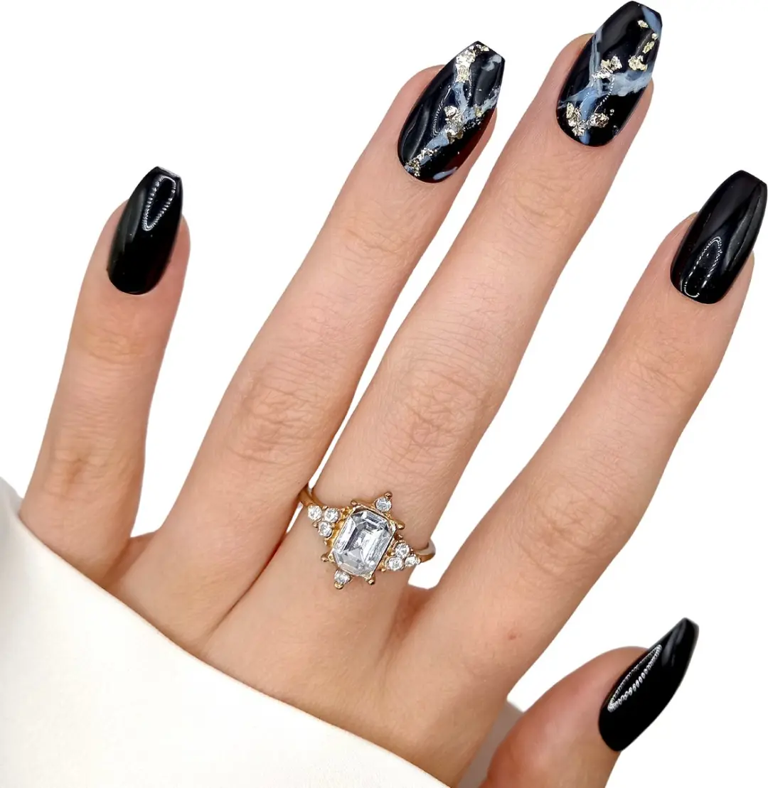 SD Press on Nails B-8 Plaknagels - Zwart Marble - 20 Stuks - afbeelding 6 van 6