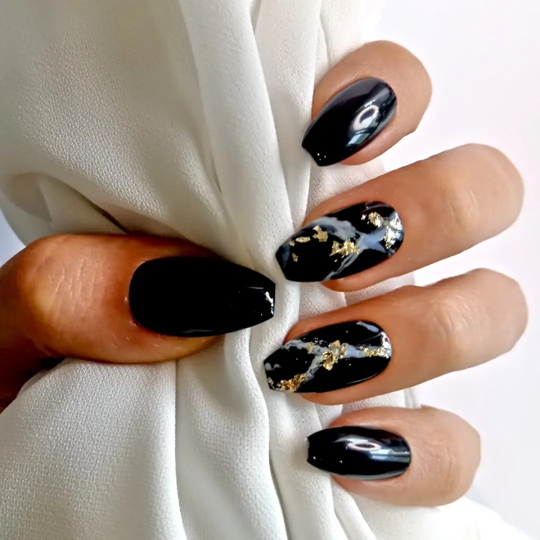 SD Press on Nails B-8 Plaknagels - Zwart Marble - 20 Stuks