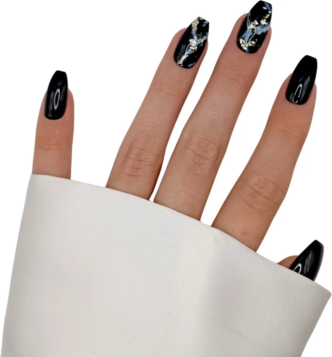 SD Press on Nails B-8 Plaknagels - Zwart Marble - 20 Stuks