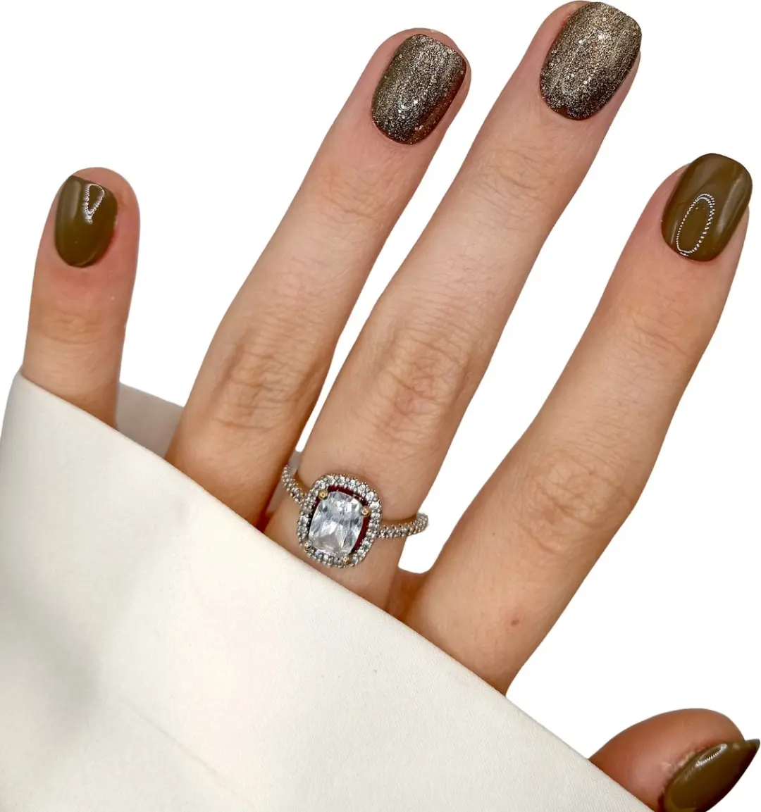 SD Press on Nails B-70 Plaknagels Bruin Glitter - 20 Stuks