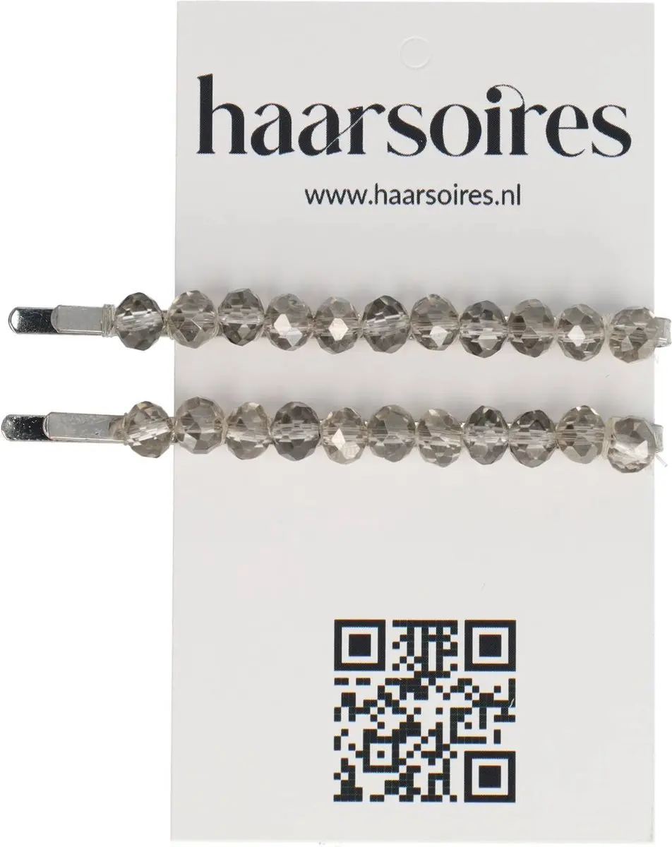 Haarsoires Schuifspeldjes 7cm - Transparant Grijs - 2 Stuks