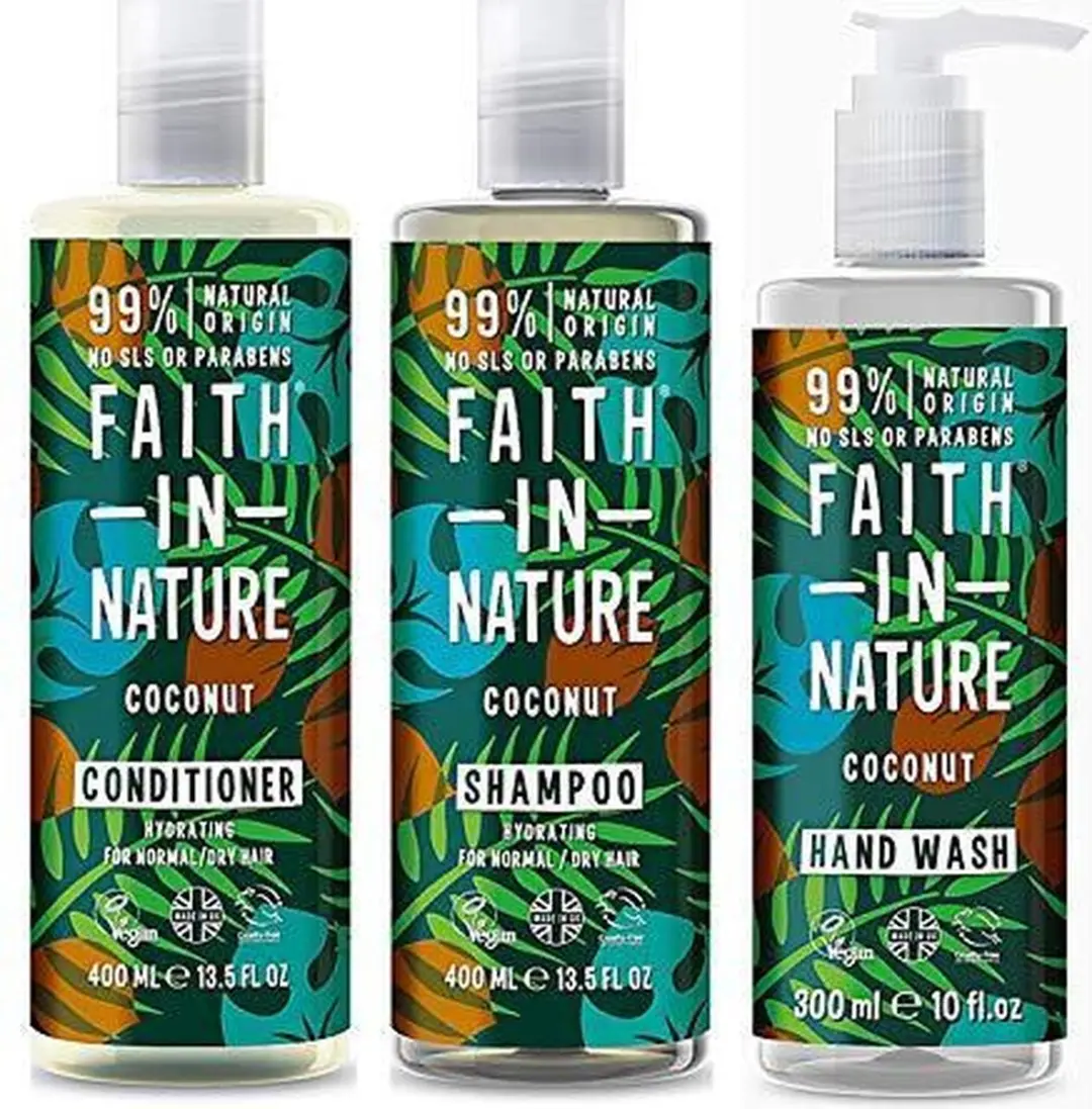Faith In Nature Coconut Shampoo Conditioner Handwash 3x400ml