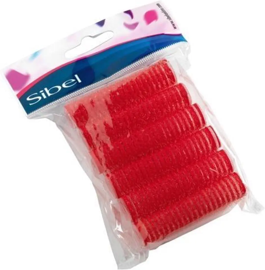 Sibel Hair Kruller Zelfklevend 13mm - Rood - 12 Stuks