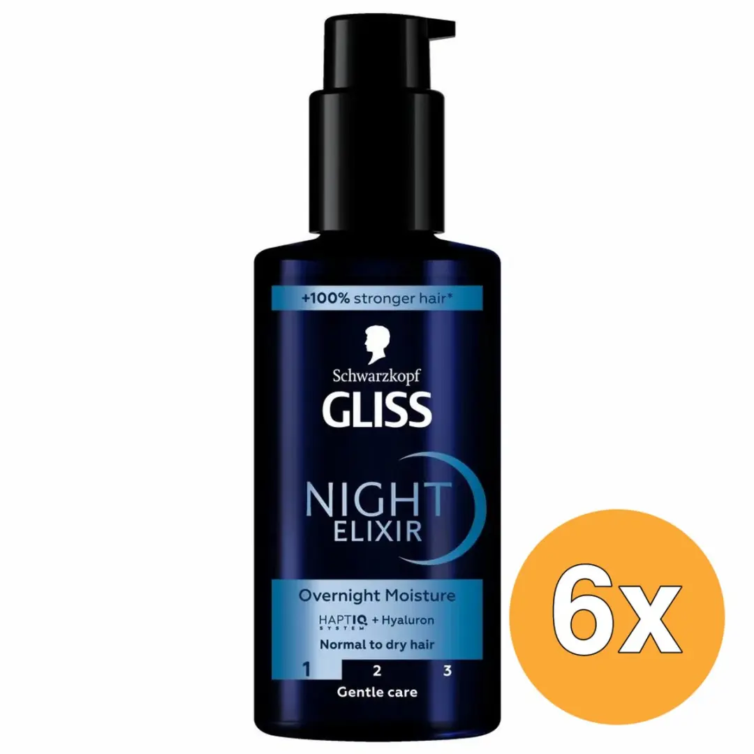 Gliss Night Elixer Overnight Moisture - 6x100ml