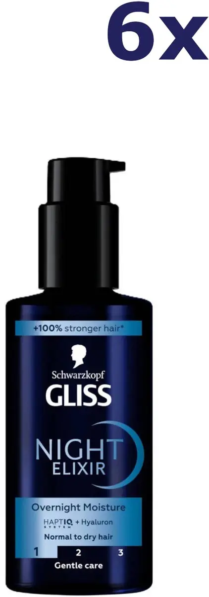 Gliss Night Elixer Overnight Moisture - 6x100ml