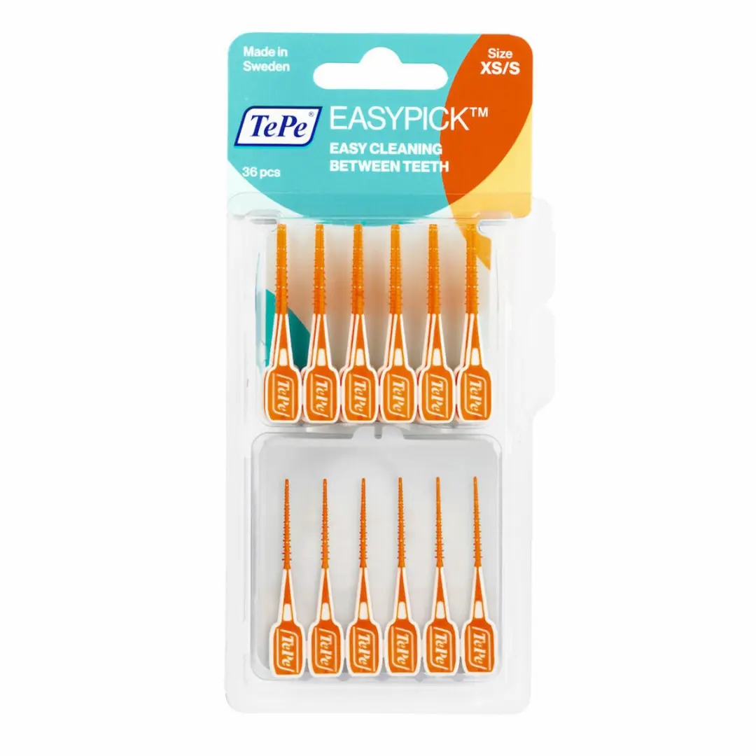 TePe EasyPick Maat XS/S - 216 Stuks (6x36) - Oranje/Wit