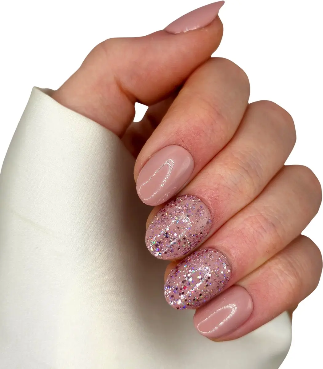 SD Press on Nails B-243 Nude Glitter Kunstnagels