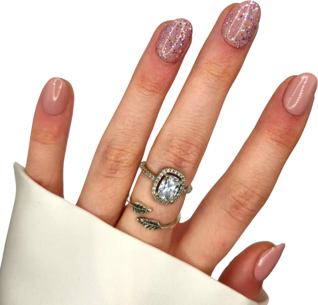 SD Press on Nails B-243 Nude Glitter Kunstnagels - 20 Stuks - XS