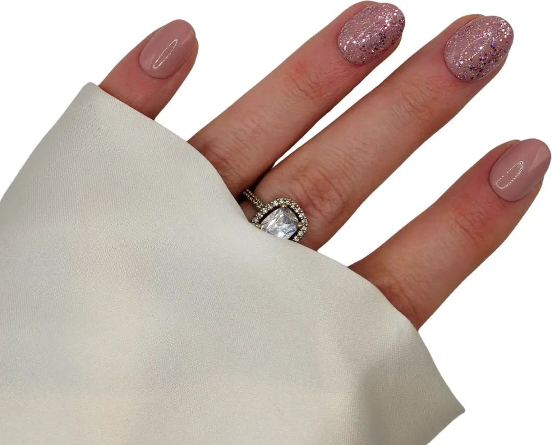 SD Press on Nails B-243 Nude Glitter Kunstnagels - 20 Stuks - XS