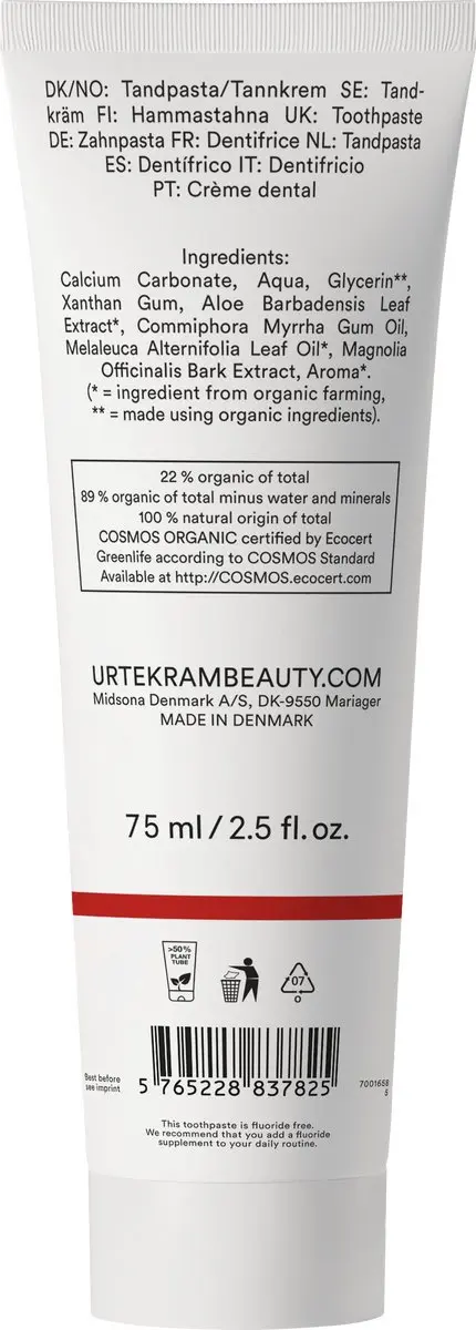 Urtekram Tea Tree Fluoridevrije Tandpasta 75ml