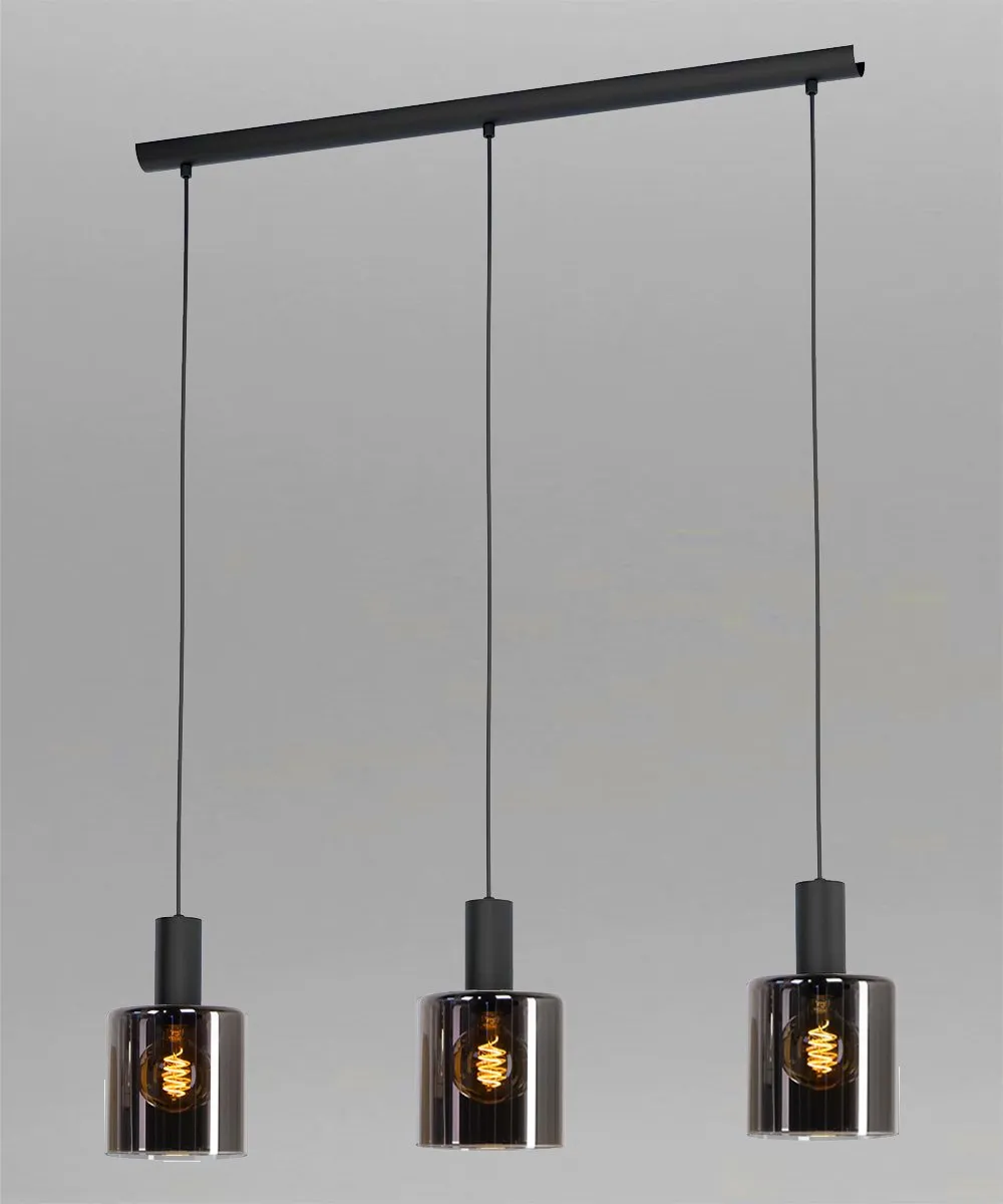 Eglo Gorosiba Hanglamp E27 - 85cm - Rookglas - Zwart