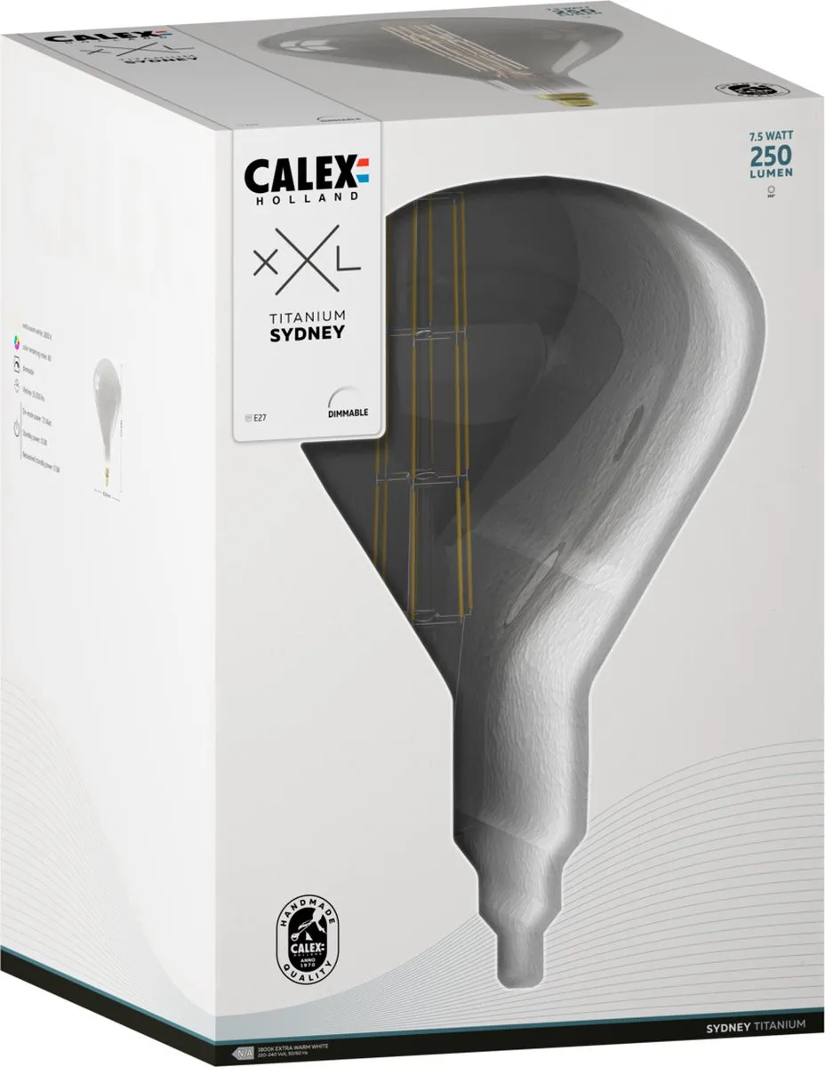 Calex Sydney XXL Rookglas E27 LED Lamp 8W - 1800K - afbeelding 6 van 6