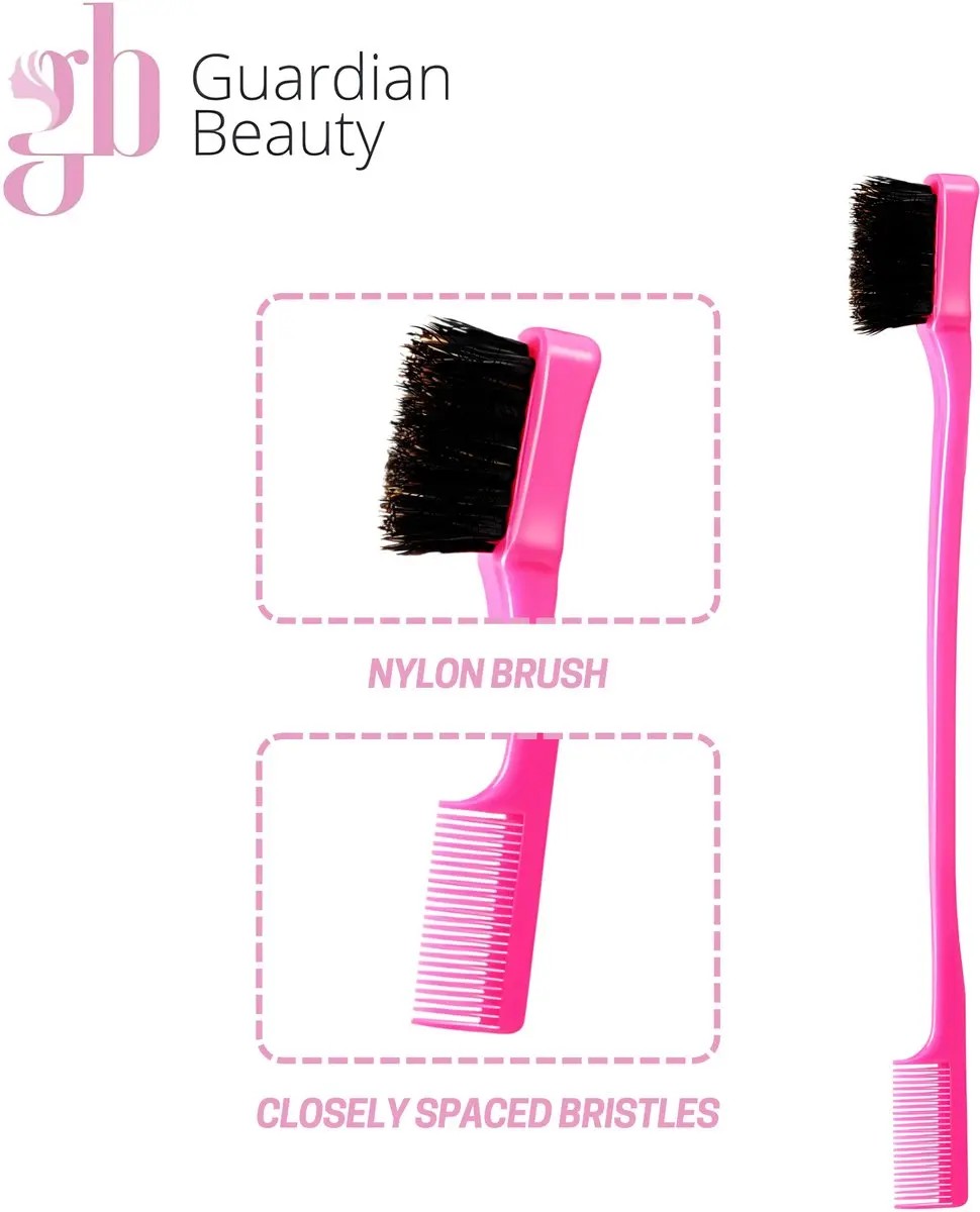 Guardian Beauty Edge Control Borstel & Waxstick Roze - 2 Stuks