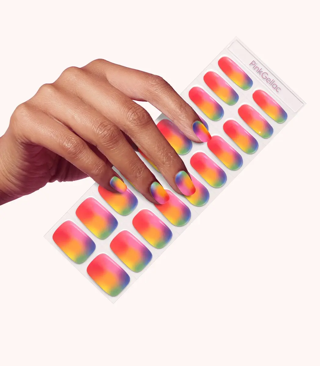 Pink Gellac UV Nagelstickers Rainbow Flow