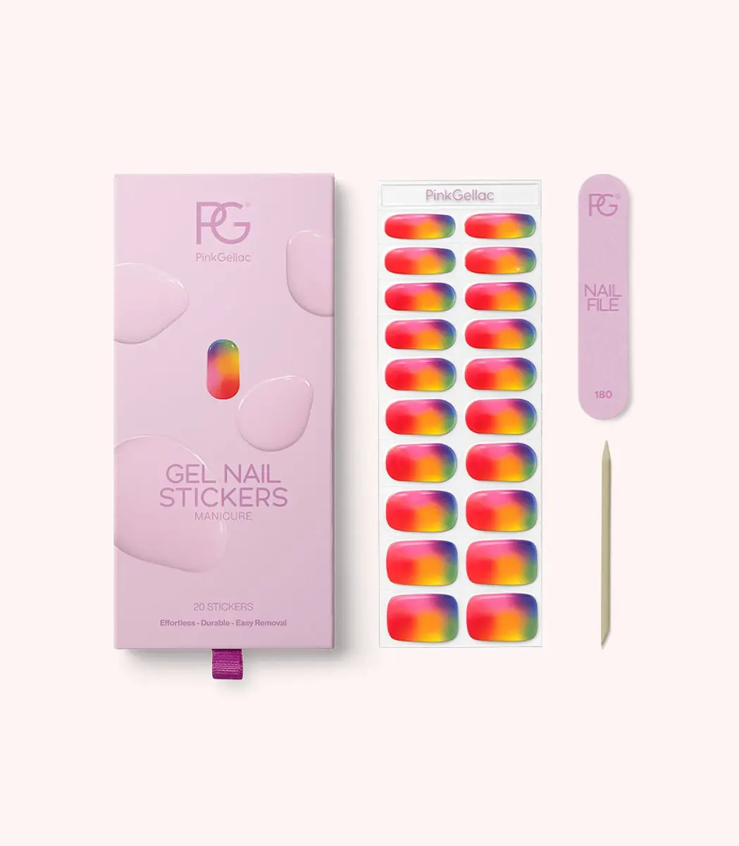 Pink Gellac UV Nagelstickers Rainbow Flow - 20 Stuks