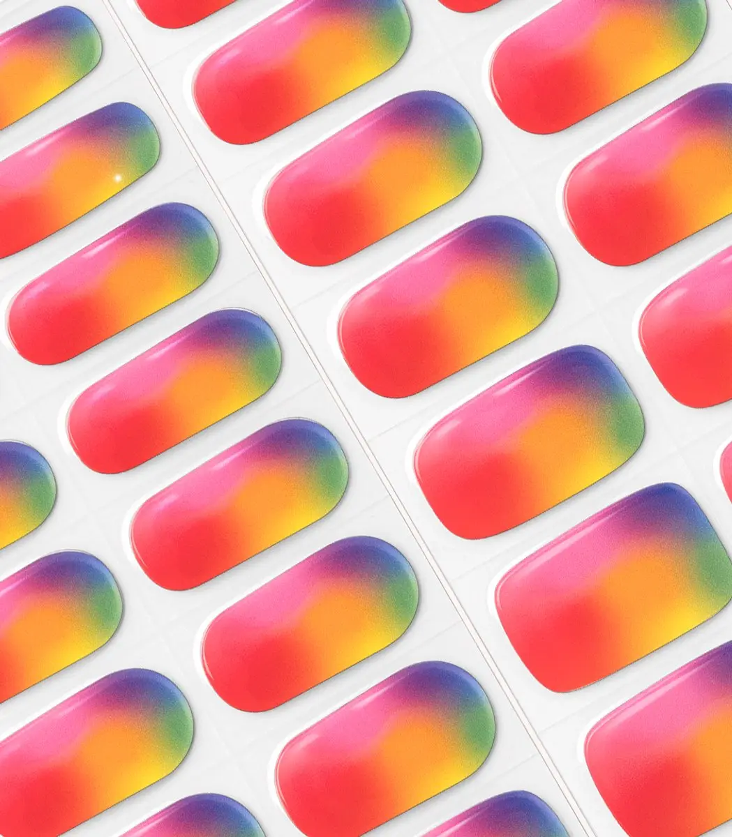 Pink Gellac UV Nagelstickers Rainbow Flow - 20 Stuks