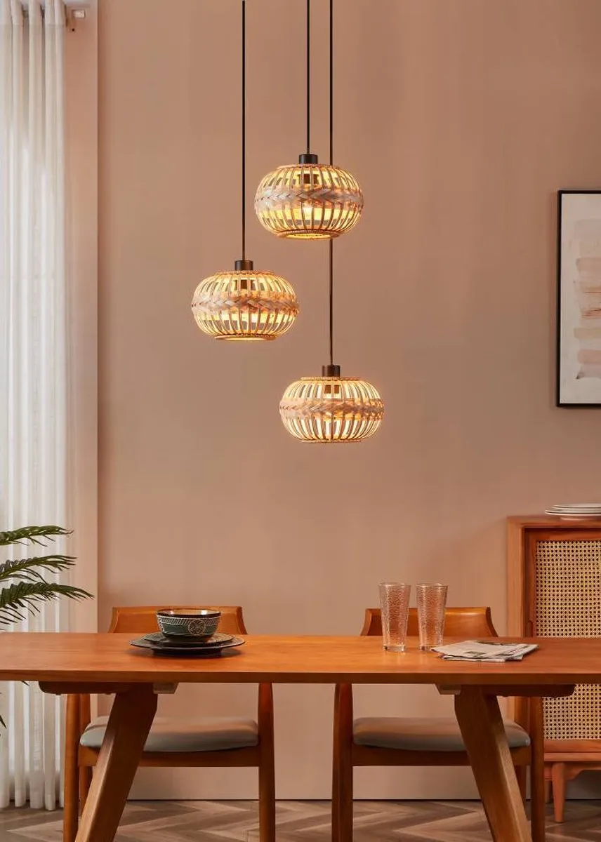 Eglo Amsfield 1 Hanglamp - 3 Lichtpunten - Ø48cm - Zwart/Hout - afbeelding 6 van 6