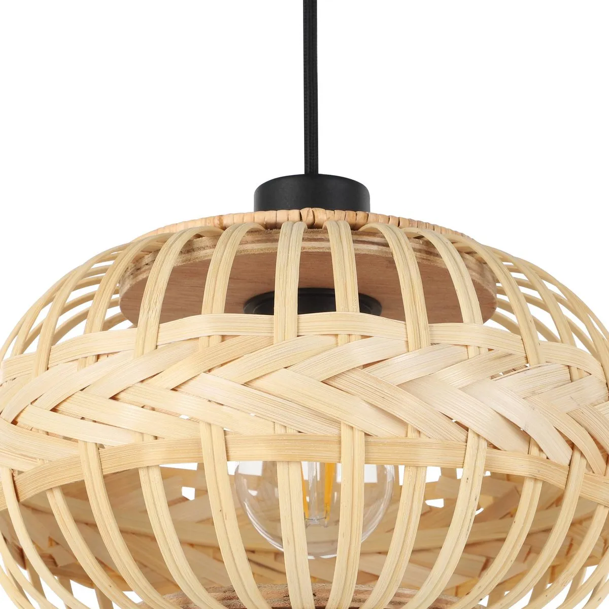 Eglo Amsfield 1 Hanglamp - 3 Lichtpunten - Ø48cm - Zwart/Hout