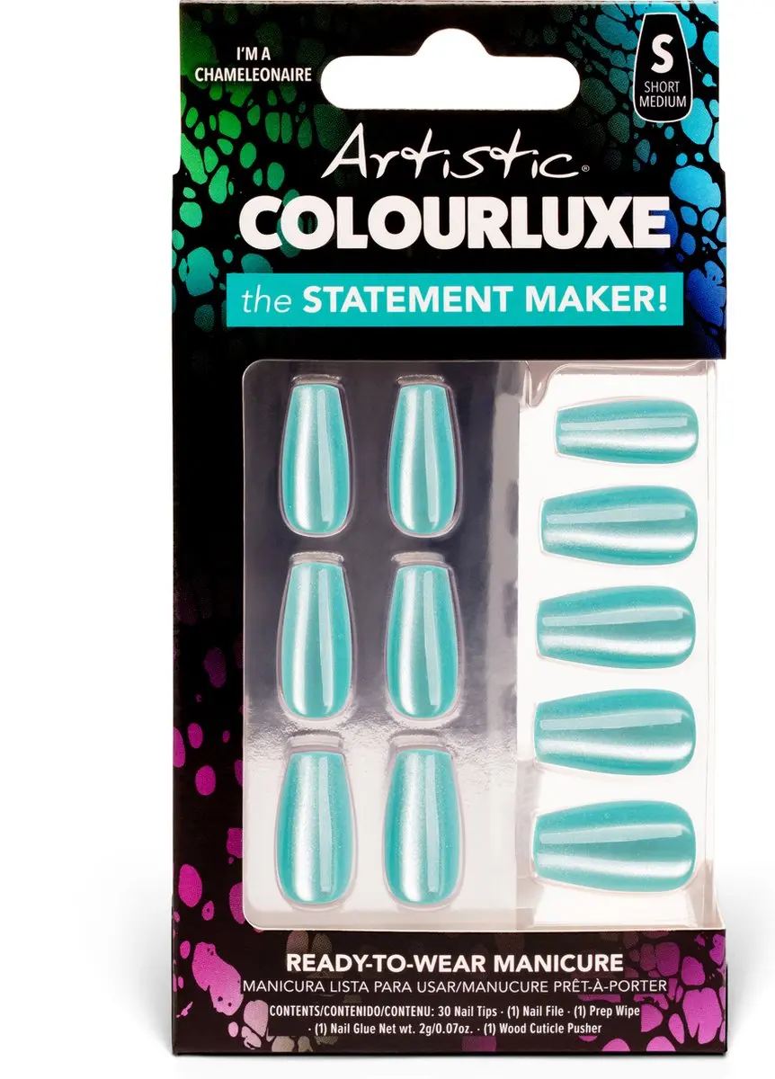 Artistic Nail Design I'm A Chameleonaire Press On Tips - 30 Stuks - Short Coffin