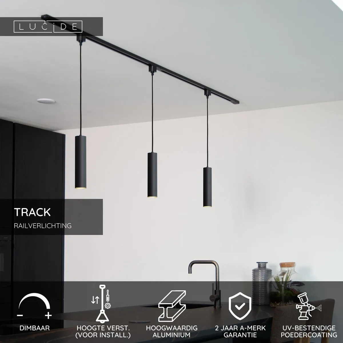 Lucide Track Floris Hanglamp GU10 - 50W - Zwart