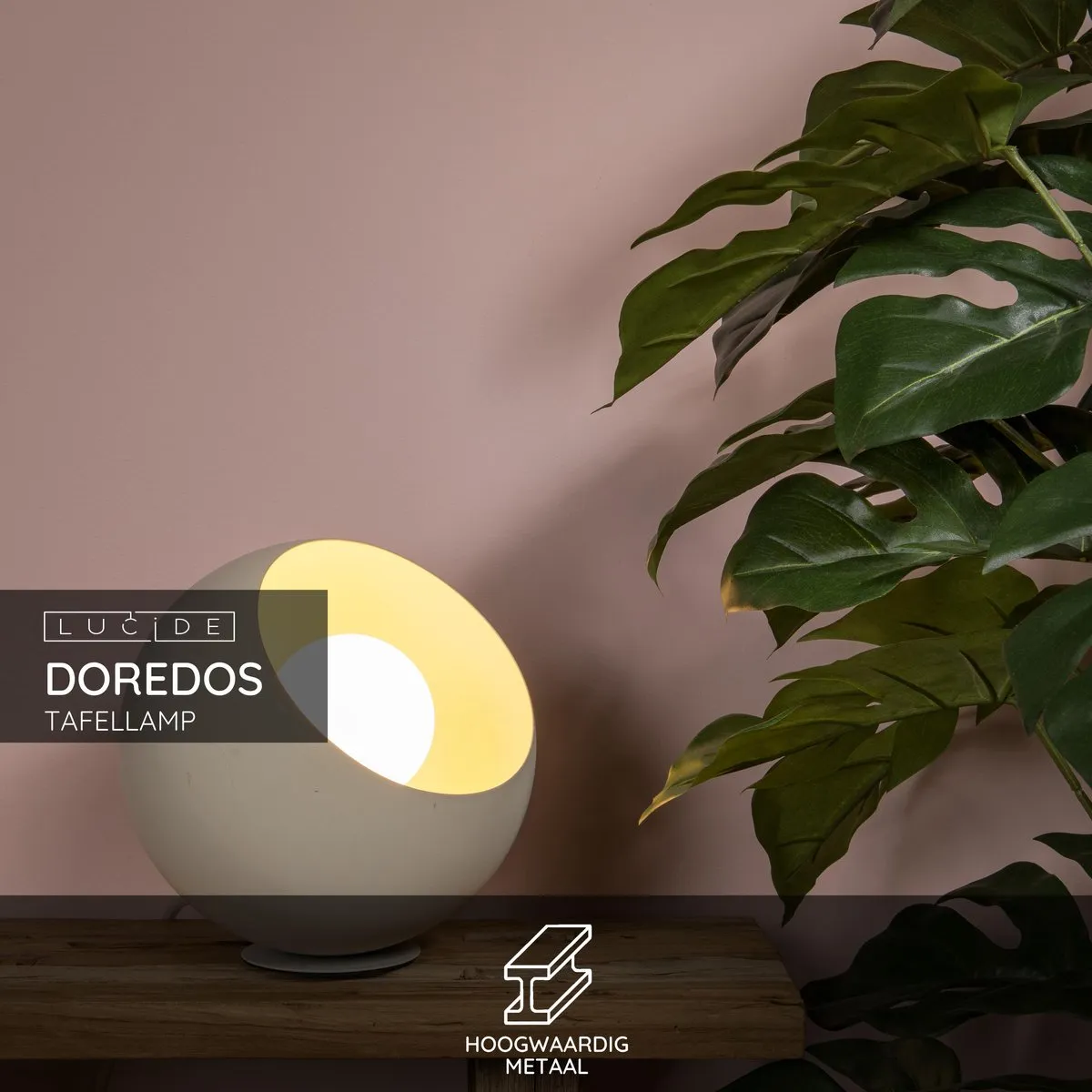Lucide Doredos Tafellamp Ø20cm - Beige