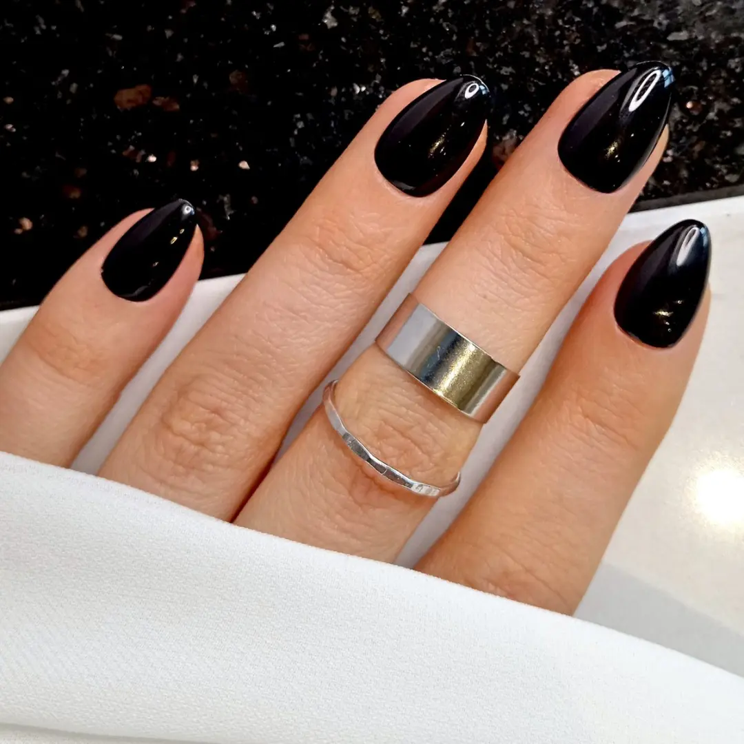 SD Press on Nails B-152 XS Stiletto Kunstnagels - 20 Stuks - Zwart Glans