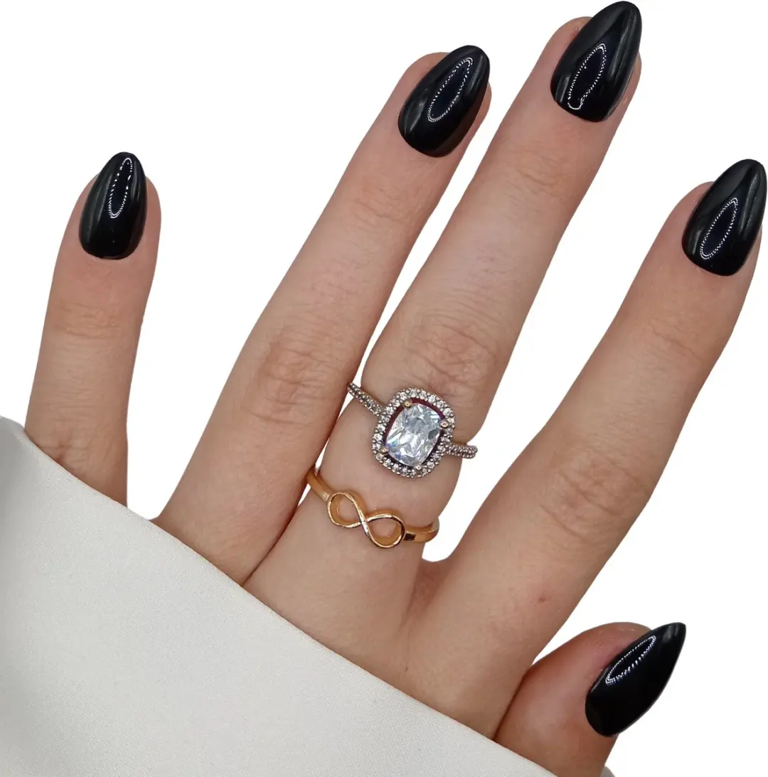 SD Press on Nails B-152 XS Stiletto Kunstnagels - 20 Stuks - Zwart Glans
