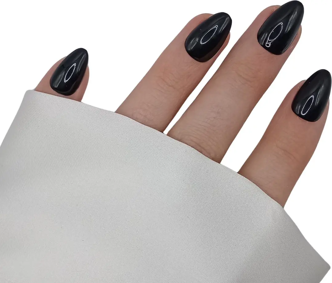 SD Press on Nails B-152 XS Stiletto Kunstnagels - 20 Stuks - Zwart Glans