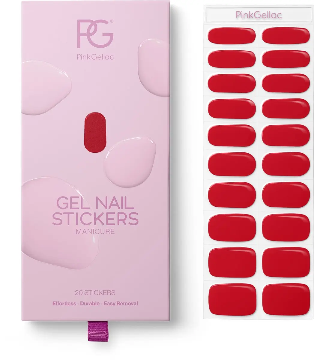 Pink Gellac UV Nagelstickers Rocking Red - 20 Stuks - afbeelding 6 van 6