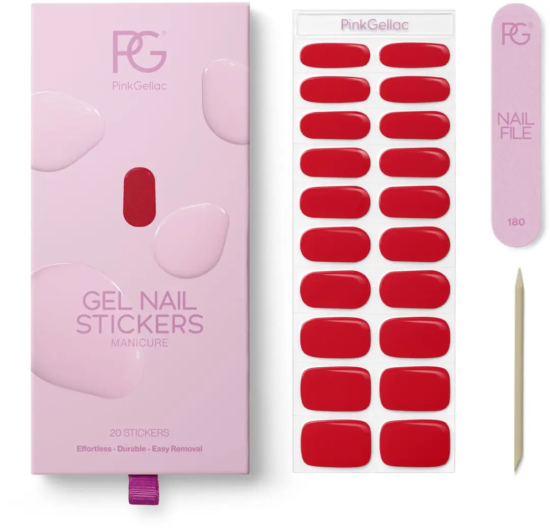 Pink Gellac UV Nagelstickers Rocking Red - 20 Stuks