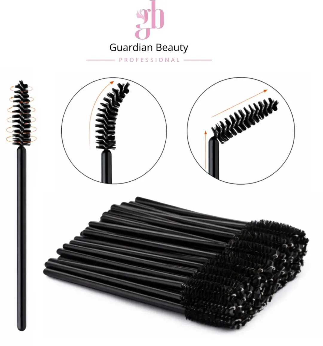 Guardian Beauty Wimperborstels Wegwerp - 150 Stuks - Zwart