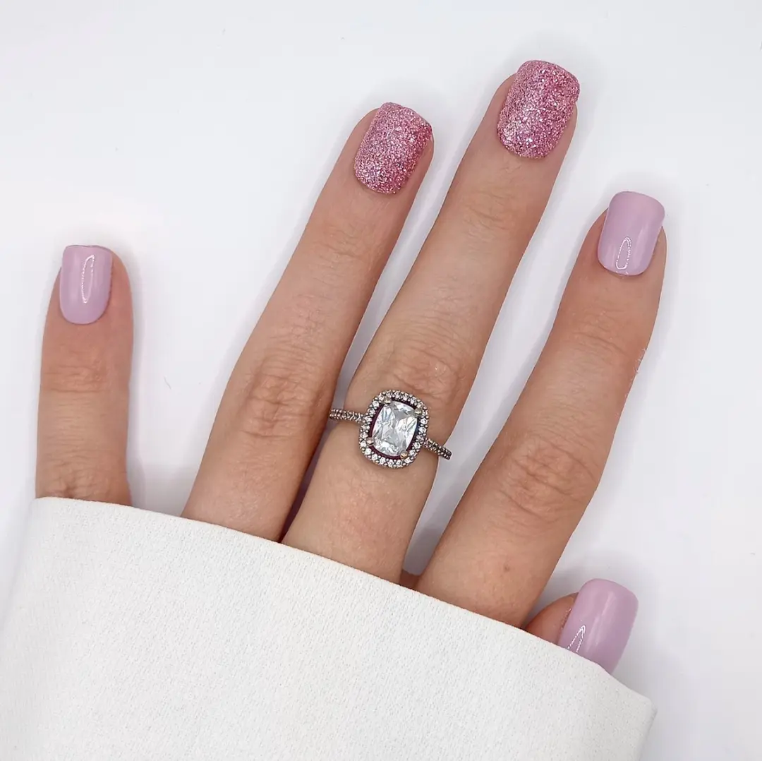 SD Press on Nails B-3 Nagelset 20 Stuks - Nude Roze met Glitter