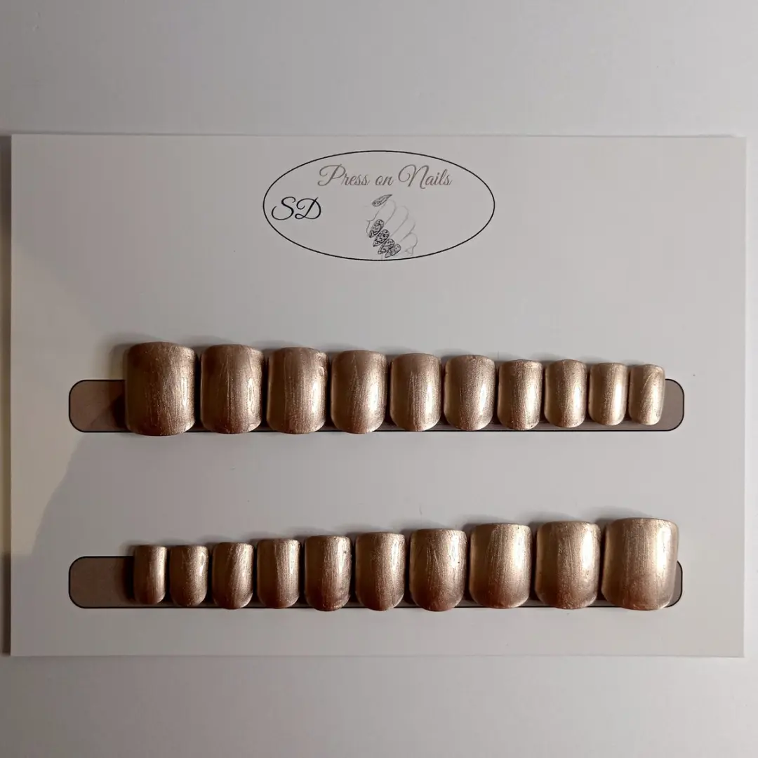 SD Press on Nails B129 Plaknagels - Metallic Goud - 20 Stuks