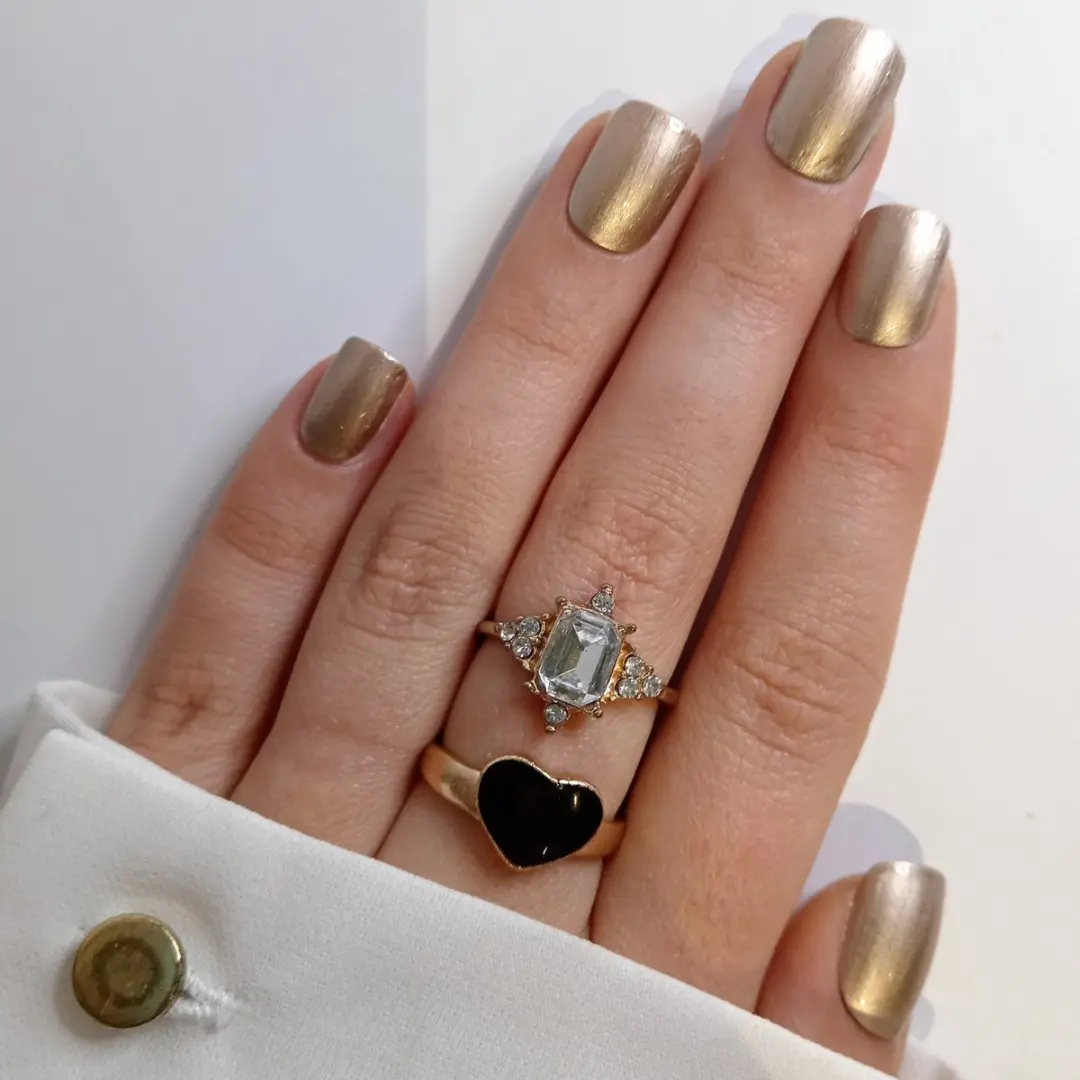 SD Press on Nails B129 Plaknagels - Metallic Goud - 20 Stuks