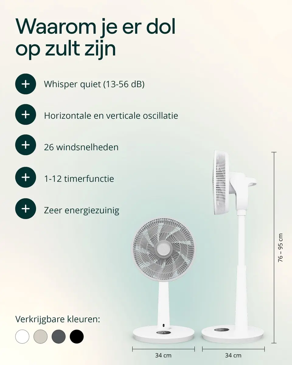 Duux Whisper 3 DXCF221 Statiefventilator - 19W - Wit