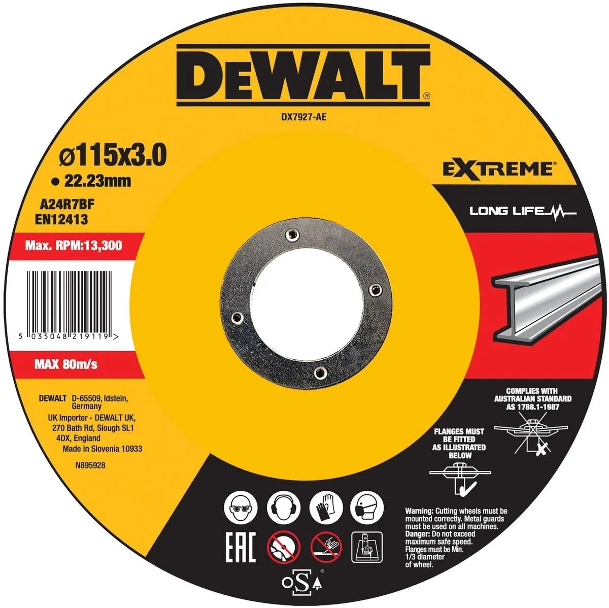 DeWalt DX7927 EXTREME Doorslijpschijf Metaal 115mm