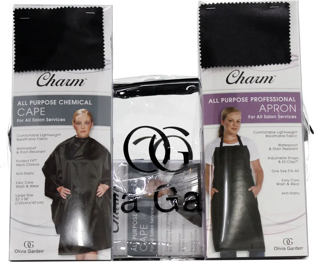 Olivia Garden Charm Cape & Apron Set - 4 Stuks Zwart