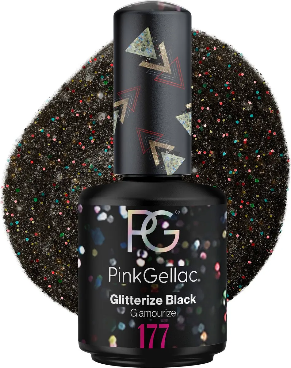 Pink Gellac Glitterize Black 15ml