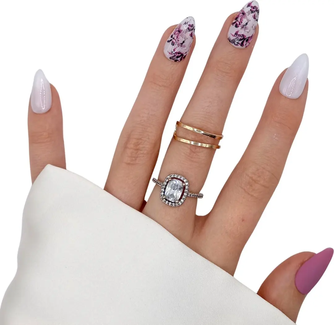 SD Press on Nails B-179 Plaknagels Stiletto Wit/Mauve - 20 Stuks