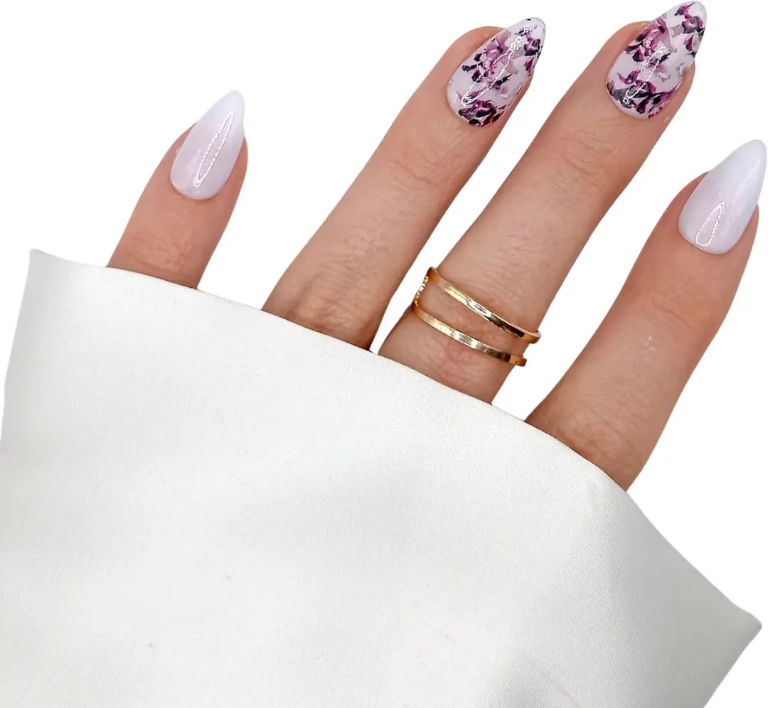 SD Press on Nails B-179 Plaknagels Stiletto Wit/Mauve - 20 Stuks