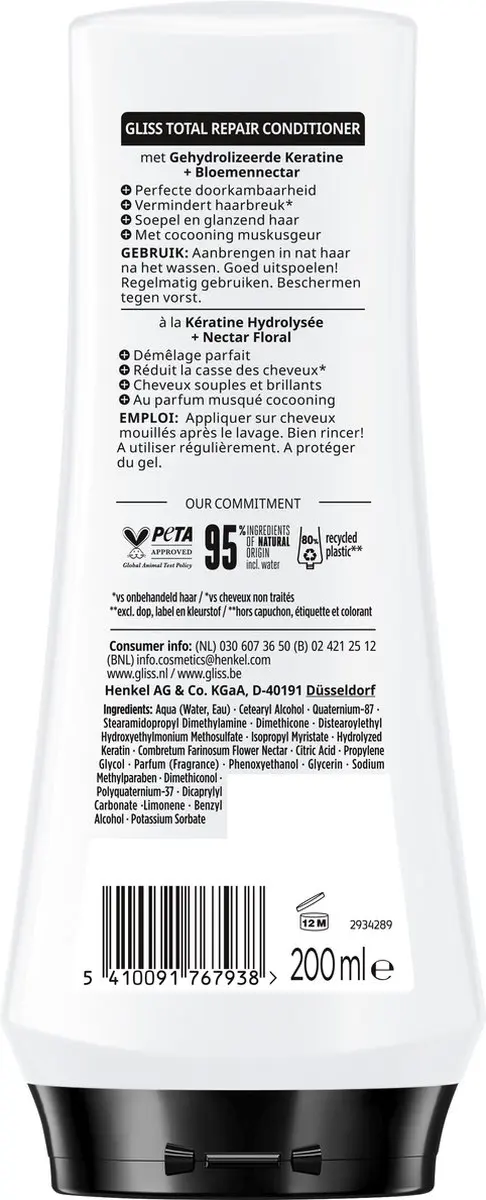 Gliss Total Repair Conditioner 200ml - 6 Stuks