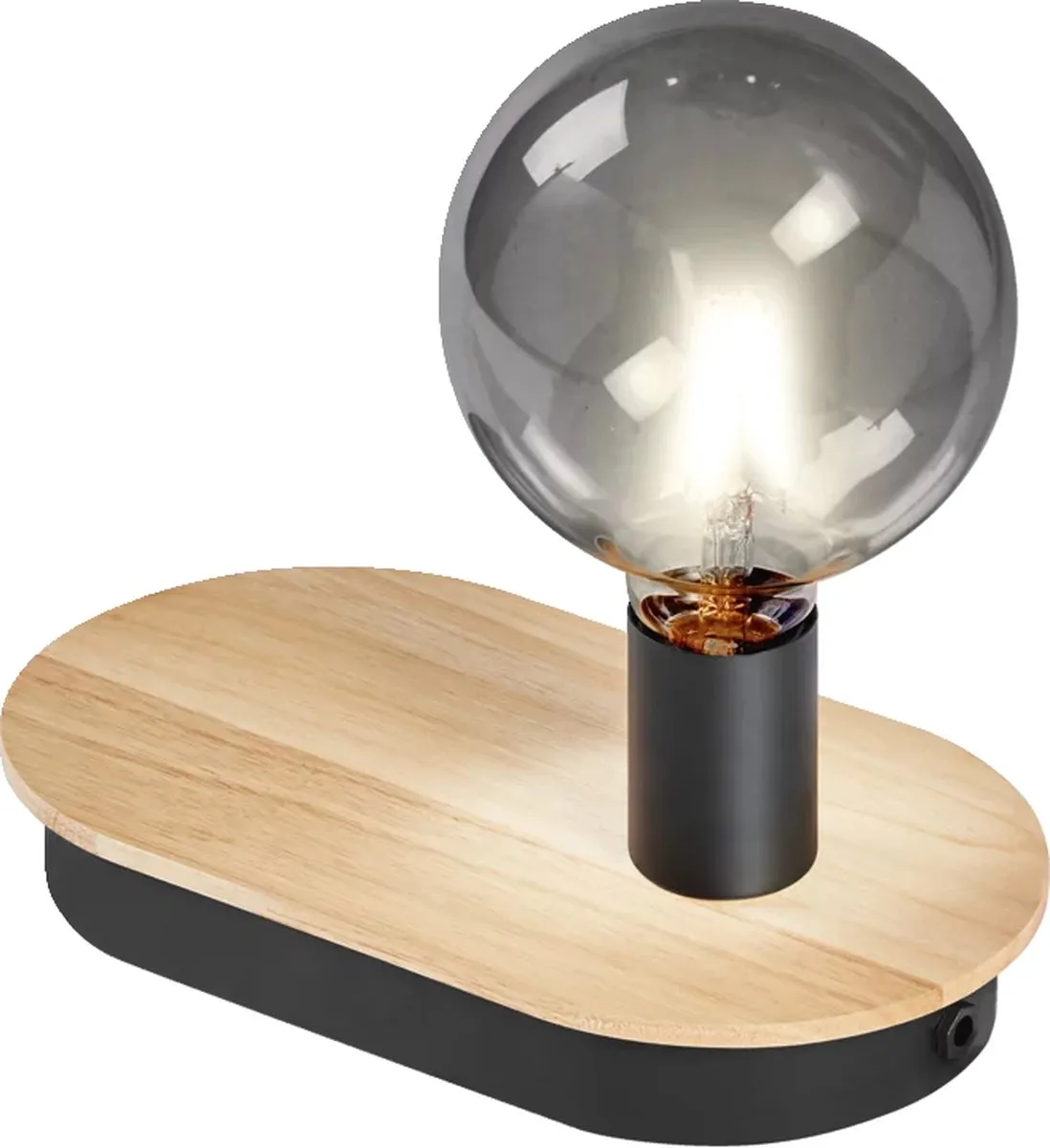 LEDVANCE Houten Tafellamp USB E27 - Zwart/Hout