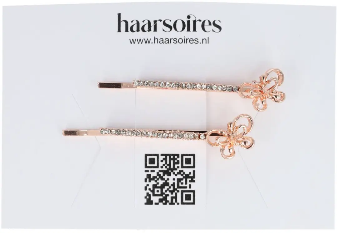 Haarsoires Haarspeld Schuifspeldjes 6cm - Koper - Strass - 2 Stuks