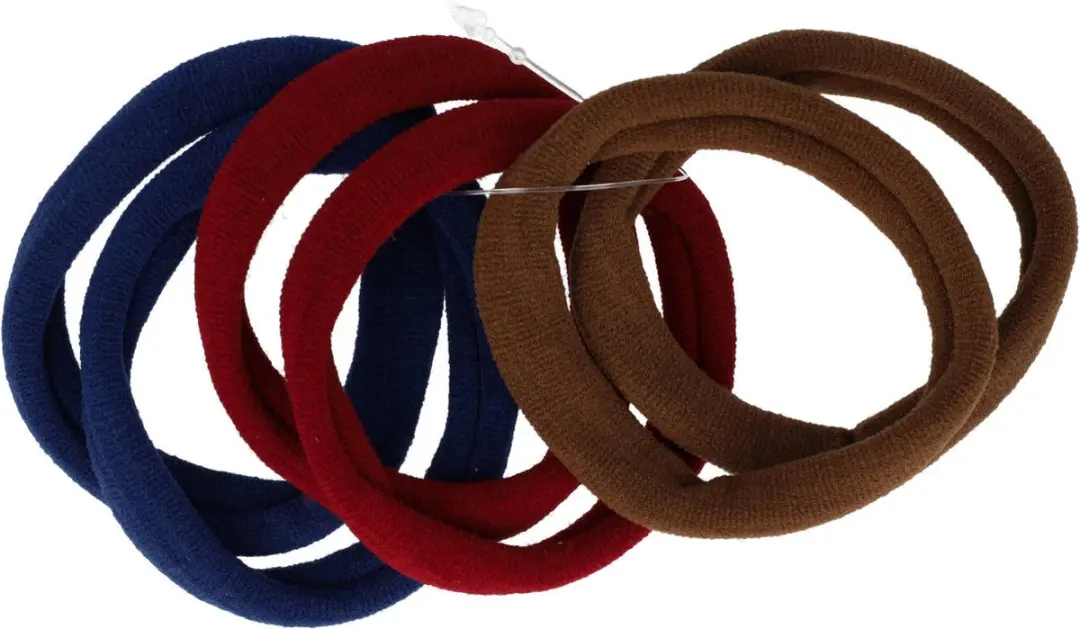 Haarsoires Haarelastieken Basic - Set van 6 - Bruin/Blauw/Rood