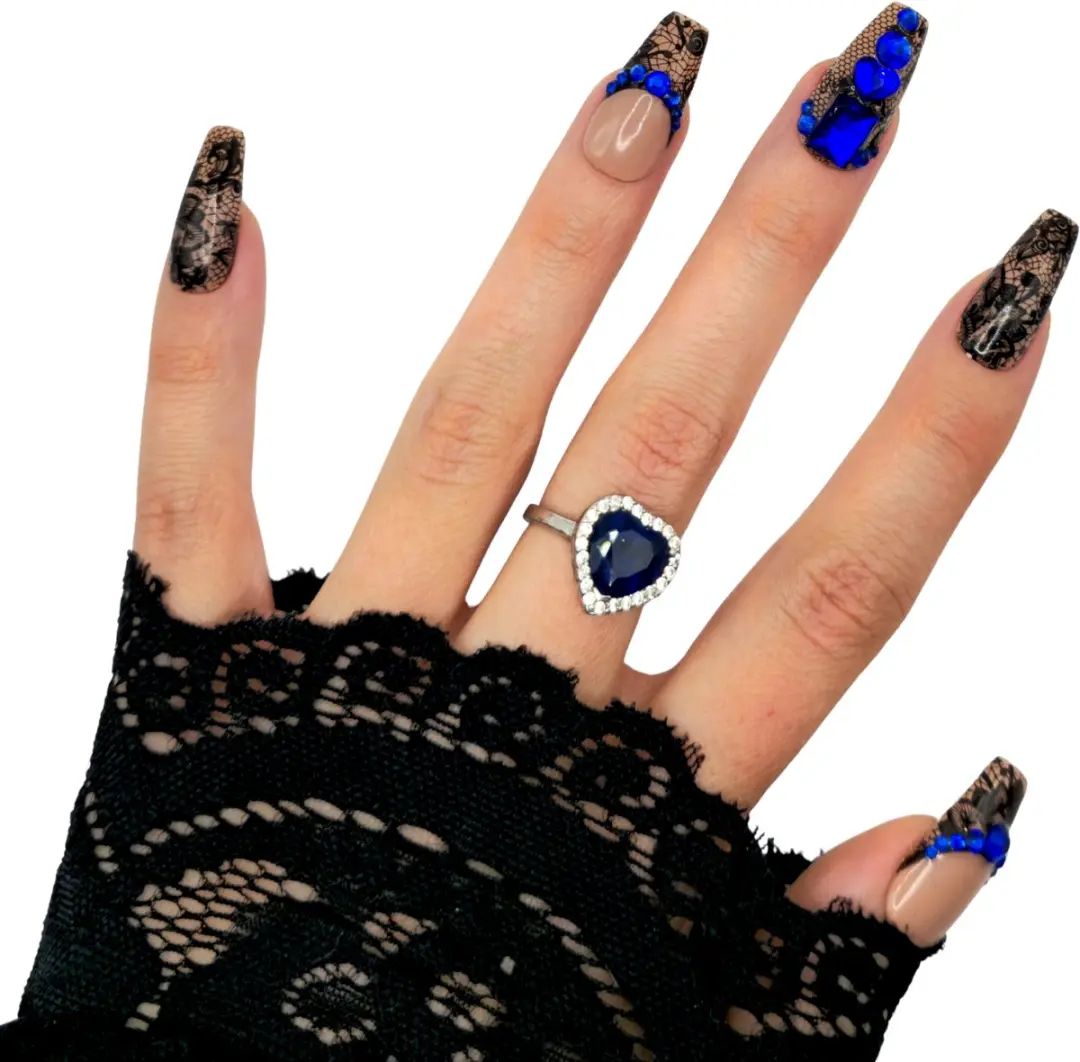 SD Press on Nails No 51 Royals Blauw - 20 Stuks - Coffin Tips