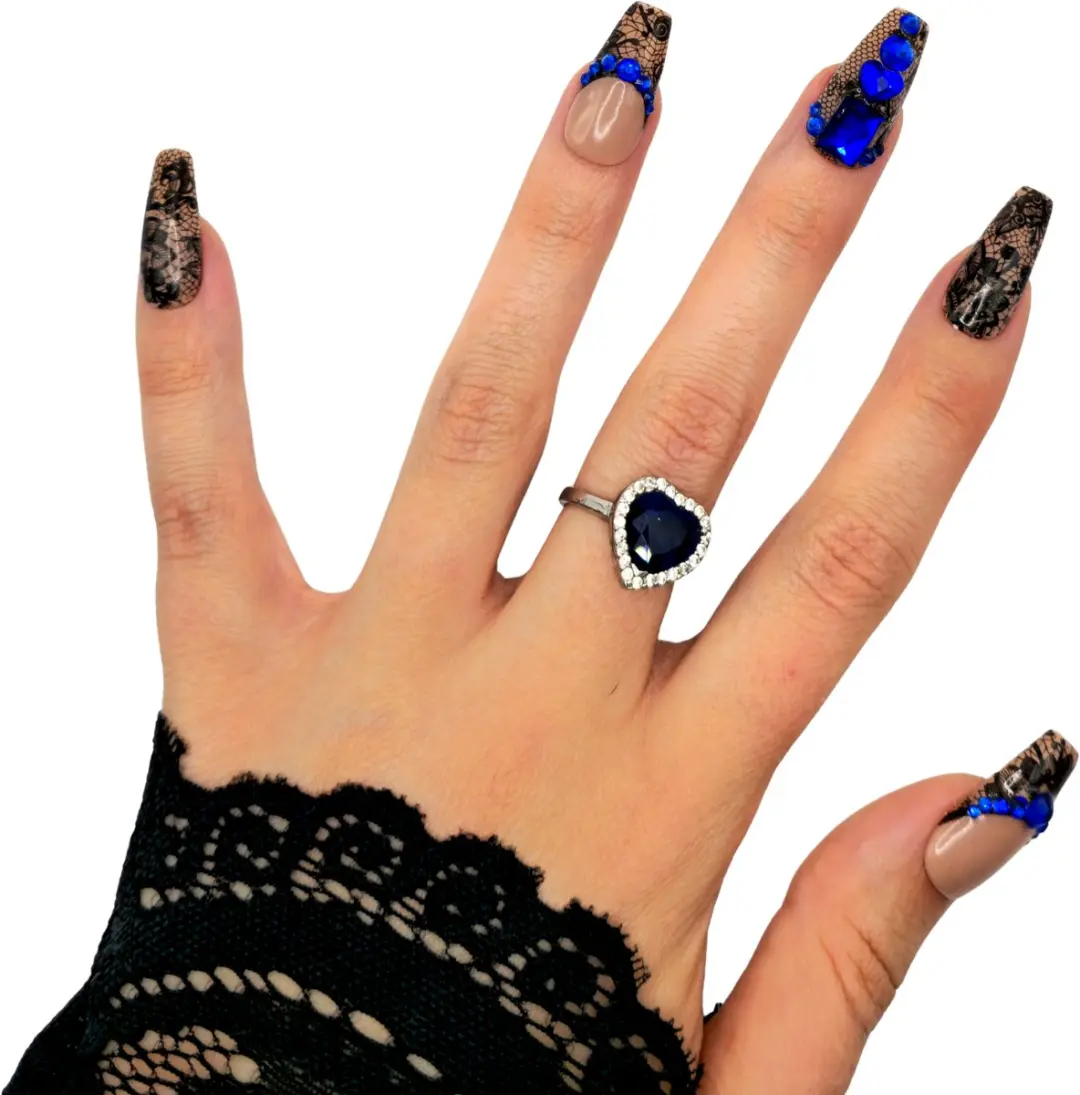 SD Press on Nails No 51 Royals Blauw - 20 Stuks - Coffin Tips