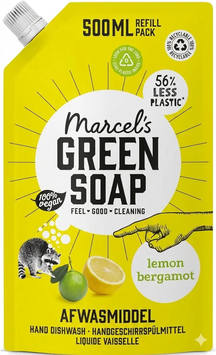 Marcel's Green Soap Afwasmiddel Navulling Citroen & Bergamot 500ml