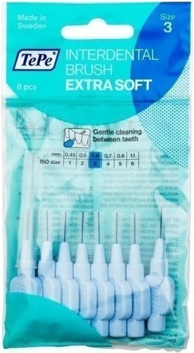 TePe Extra Zacht Lichtblauw Rager - Medium - 8 Stuks