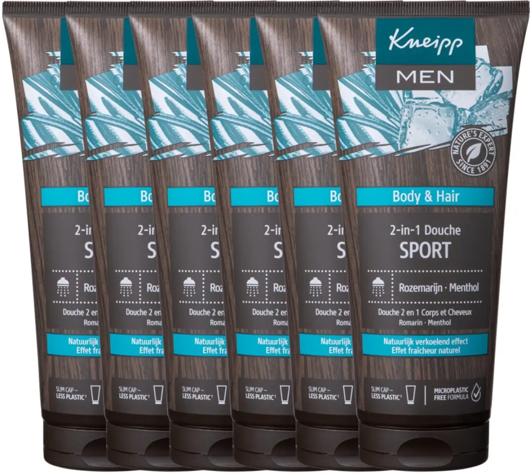 Kneipp Men Sport Douchegel & Shampoo Menthol Rozemarijn 6x200ml
