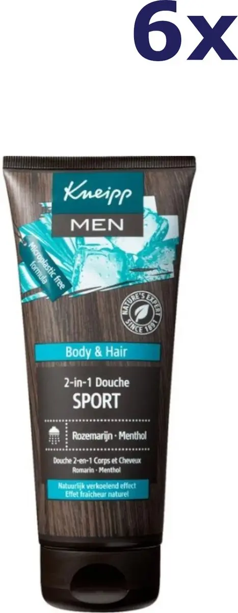Kneipp Men Sport Douchegel & Shampoo Menthol Rozemarijn 6x200ml